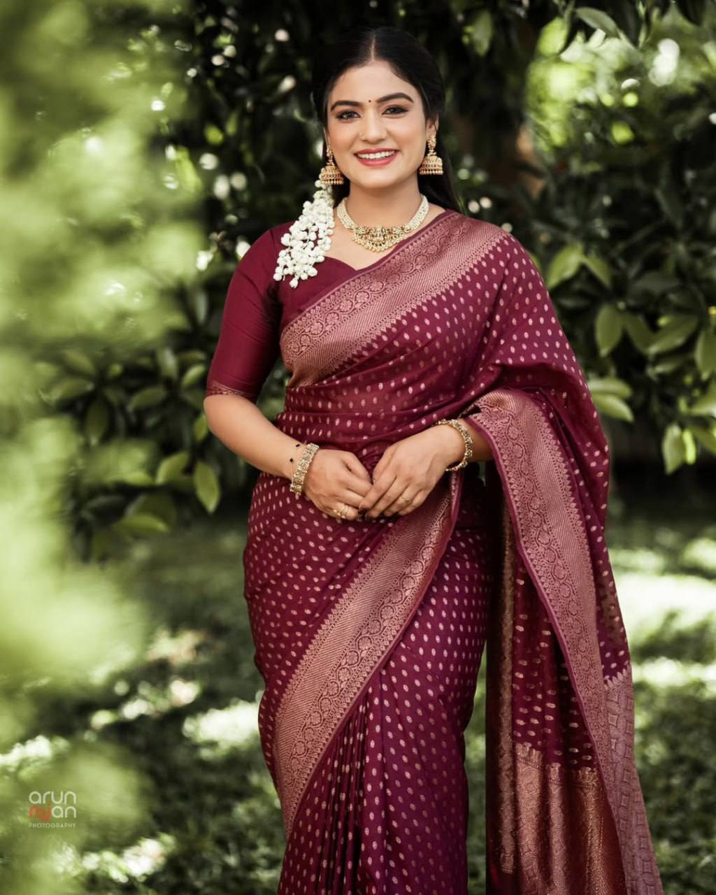 Banarasi Silk Saree - Maroon Silk with Fine Craftsmanship and Ornate Motifs