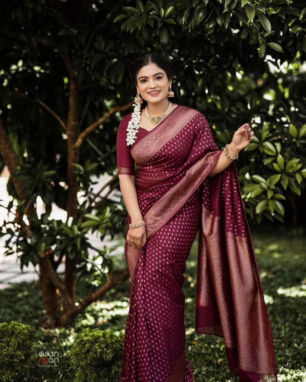 Banarasi Silk Saree - Maroon Silk with Fine Craftsmanship and Ornate Motifs