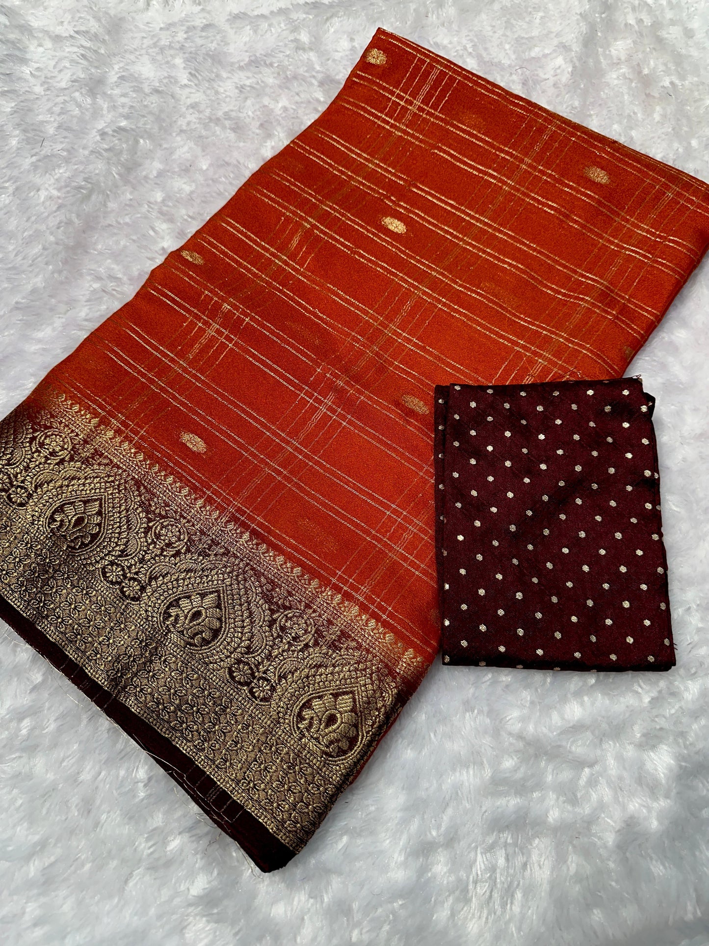 - Kalamkari-inspired gold Zari weaving with Hamsa (peacock) border. - ⁠handloom kanjivaram weaving saree (& purple shades with gold checks & buttas).