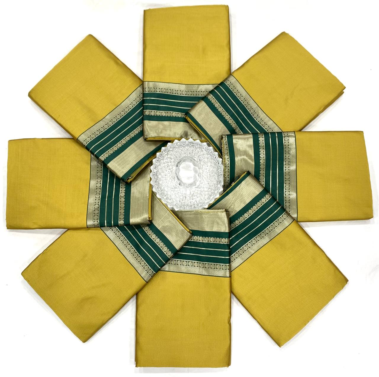 Women's shubh kanchi Pattu Kanchipuram Silk Saree with Blouse (yellow colour)